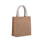 Geantă de pânză din iută – mică – cu logo personalizat — fotografia 4