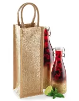 Sacosa din iuta pentru sticla - Shimmer Jute Bottle Bag – cu logo personalizat — fotografia 2