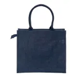 Sacoșă din iută cu mânere din bumbac. Prezintă închidere cu fermoar – cu logo personalizat — fotografia 2