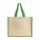 Sacoșă de cumpărături din pânză și iută, cu pliu lateral – cu logo personalizat — fotografia 2