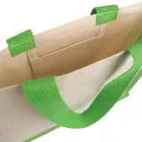 Sacoșă de cumpărături din pânză și iută, cu pliu lateral – cu logo personalizat — fotografia 3