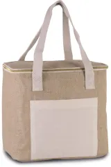 Geantă termoizolantă din iută – dimensiune medie – cu logo personalizat — fotografia 1