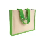 Sacoșă de cumpărături din pânză și iută, cu pliu lateral – cu logo personalizat — fotografia 1