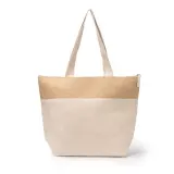 Cooler bag Morea greige din iută 280 g/m² cu fermoar – cu logo personalizat — fotografia 2