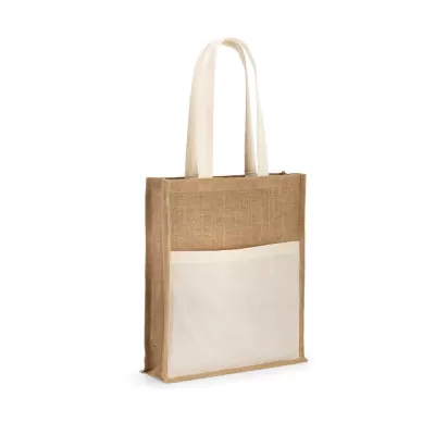 Sacoșă din iută cu buzunar din bumbac BRAGA - 37cm x 41cm x 10cm